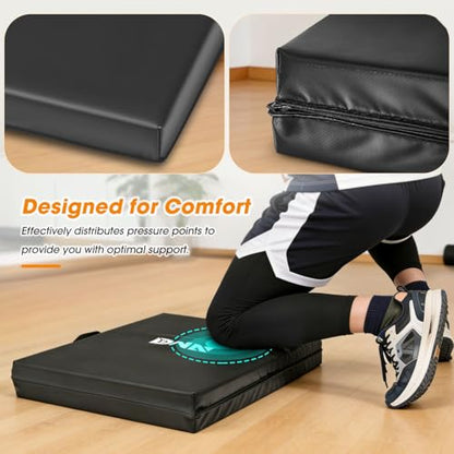 DNA Motoring Foldable Soft Kneeling Pad Mat Extra Thick Foam Knee Pad Mat Water Resistant 43 X 17.7 X 1.6 in for Auto Maintenance, Gardening, Baby Bath, Yoga, w/Handles, TOOLS-00501