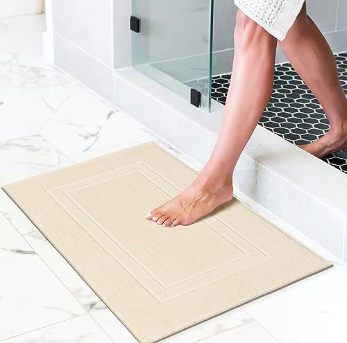 GLAMBURG Premium Cotton 20x32 inch 2-Pack Bath Mats - 100% Ringspun Cotton - Luxury Hotel & Spa Quality - 800 GSM - Durable Soft Highly Absorbent - Machine Washable - Ivory - color: Ivory