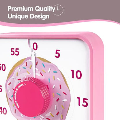 TWENTY5 SEVEN Countdown Timer 7.5 inch, 60 Minute 1 Hour Visual Timer for Classroom Teaching Tool Office Meeting, Mechanical Countdown Clock for Kids Exam Time Management Magnetic, Pink Donut - color: Pink Donut
