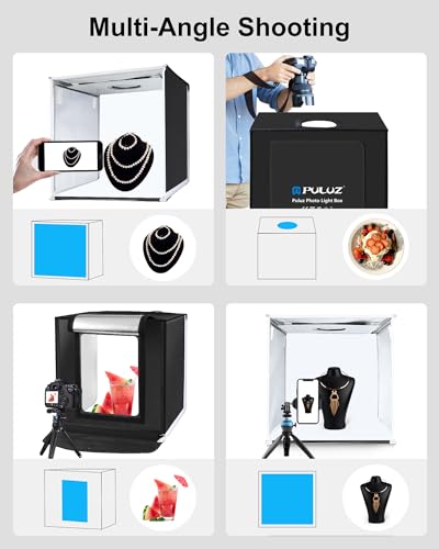 PULUZ Portable Light Box, 16"x16" Professional Dimmable Photo Box Photography with High CRI 144 LED Lights, Upgraded Lightbox with 6 Backdrops for Product Photography - size: 16.00*16.00 Inch
