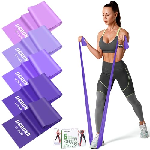 5 Pcs Resistance Bands, Professional Exercise Bands Elastic Stretch Bands for Fitness Yoga Pilates Stretching Strength Training, Workout Bands for Women and Men Home Gym - color: Gradient purple, size: 1.5m
