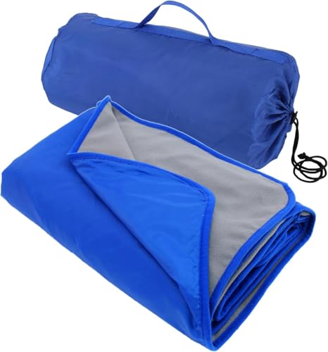 Threadart Waterproof Blanket Outdoor Stadium Blanket | Grey/Royal Blue - color: Grey/Royal Blue