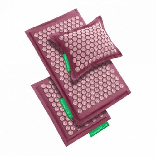 Pranamat Acupressure Large & Small Mat with Pillow Set, Premium Acupressure Therapy for Pain Relief and Relaxation, Handcrafted in Europe with Sustainable and Natural Materials (Rosegold) - color: Rosegold