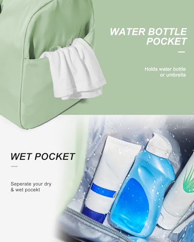 Gym Bag Womens Mens with Shoes Compartment and Wet Pocket Travel Duffel Bags for Women for Plane Sport Gym Tote Bags Swimming Yoga Small Waterproof Weekend Overnight Carry on Bag Hospital Holdalls - color: A15-Grass Green