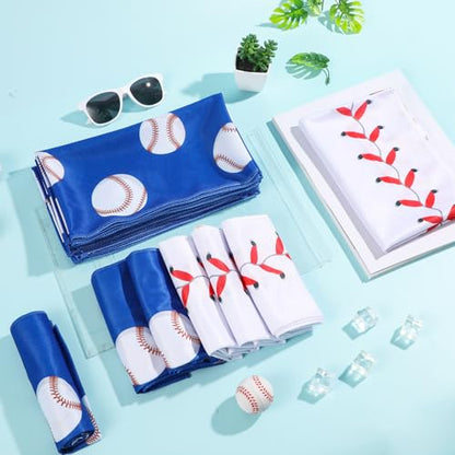 Lonfliness 12 Pcs Baseball Cooling Towels 38x12 Inch Breathable Baseball Microfiber Ice Towel Fast Drying Workout Rags Bulk Sport Team Gift for Team Gym Running Coach Sport Party Favors(White,Blue)