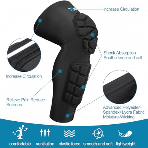 Padded Knee & Shin Guards Calf Pads Protector Compression Leg Sleeve Knee Brace for Football Basketball Volleyball Soccer Baseball for Youth Adult (1 Pair) - color: zwlblack, size: Small