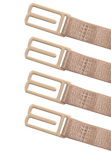 Women's Bra Strap Clips Holder Non-slip Adjustable Elastic - color: Beige