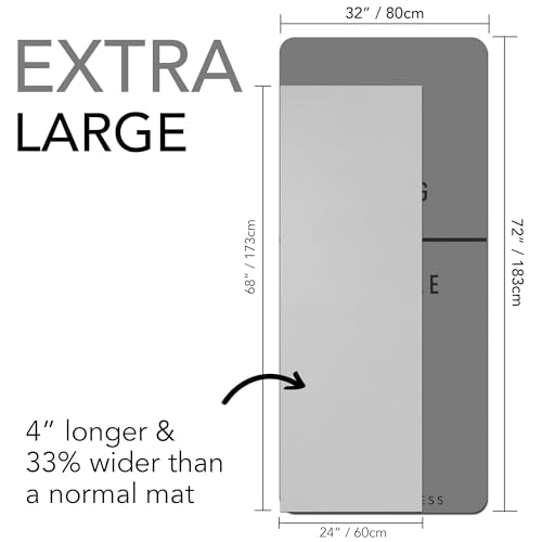 Large Workout Mat - 10mm Extra Thick Exercise Mat & Wide Yoga Mat, 72"x32" - color: Grey - Printed