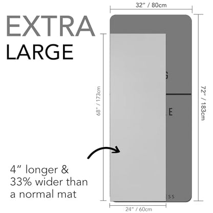 Large Workout Mat - 10mm Extra Thick Exercise Mat & Wide Yoga Mat, 72"x32" - color: Grey - Printed
