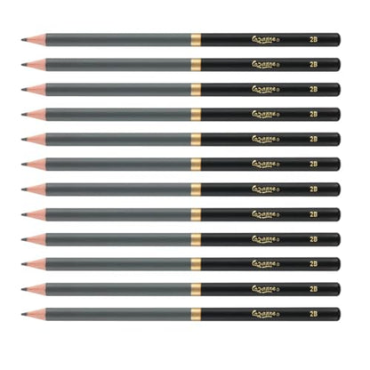 Cezanne Graphite Drawing Pencils Set - 2B, Set of 12 Break-Resistant Graphite Lead, Easy-to-Sharpen Sketch Pencils, Master Artist Quality Graphite Pencils for Technical and Artistic Drawing - color: 2B, size: Set of 12