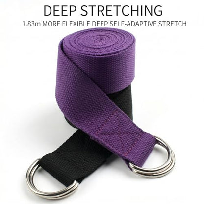 Stretching Strap Yoga Strap Physical Therapy for Home Workout, Exercise, Pilates and Gymnastics, 72 inches，Non-Elastic Stretch Bands for Women & Men - color: Purple