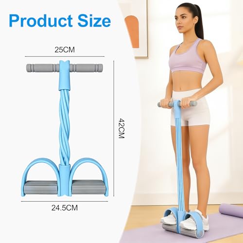 2026 New 8-Tube Pedal Resistance Band with Handles, Multifunction Foot Pedal Tension Rope Fitness Equipment, Natural Rubber Exercise Puller for Abs, Arms, Waist & Leg Training