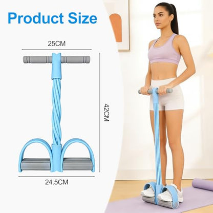 2026 New 8-Tube Pedal Resistance Band with Handles, Multifunction Foot Pedal Tension Rope Fitness Equipment, Natural Rubber Exercise Puller for Abs, Arms, Waist & Leg Training