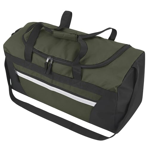40 Liter, 22 Inch Reflective Duffle Bag with Shoulder Strap for Men, Women, Travel - color: Hunter Green