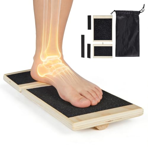 VEVOR Balance Board, 2-in-1 Wobble Board Trainer for Adults, Premium Wooden Balance Training Equipment, with Roller, Magnetic Stoppers, Storage Rack, for Core Workouts, Surf Trainer & Physical Therapy - size: 12 inch