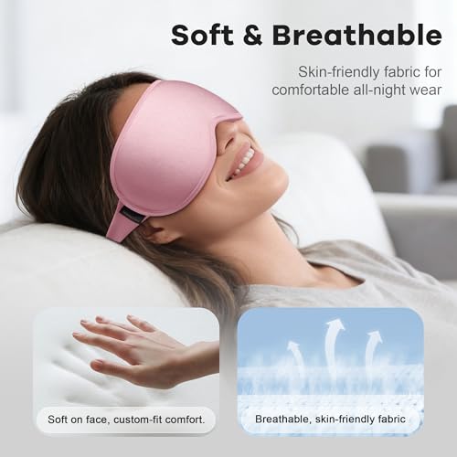 Weighted Eye Mask for Sleeping 2 Pack: Gentle Pressure Blackout Sleep Mask with 3D Contoured Cups, Zero Eye Pressure Sleep Mask for Lash Extensions, Memory Foam Travel Mask, Pink Purple - color: Pink & Purple (2 Pack)