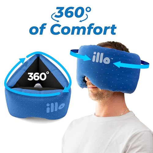 illo Sleep Mask - Thick 360 Fluffy Full Head Blocks Light & Muffles Sound - color: Bedtime Blue