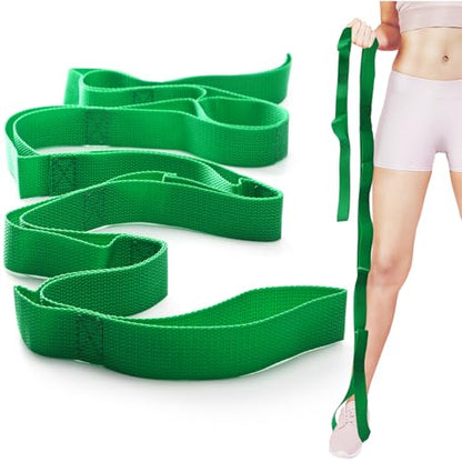 Stretching Strap Yoga Straps for Physical Therapy, 10 Loops Non-Elastic Stretch Band for Pilates, Flexibility, Exercise and Gymnastics