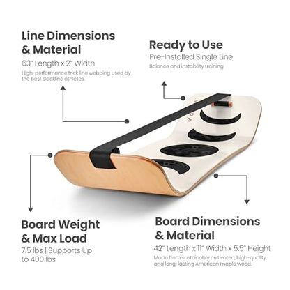 GIBBON SlackBoard, Balance Board Kids & Adults, Slackline Balance Trainer - color: Moon with Stand