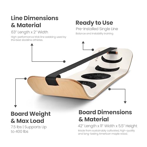 GIBBON SlackBoard, Balance Board Kids & Adults, Slackline Balance Trainer - color: Moon - 1 Line