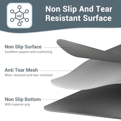 Avoalre Yoga Mat Foldable - Textured Non Slip Exercise Mat -Travel Lightweight Hot Yoga Mat with Carry Bag for Pilates & Home Workouts (72"L x 24"W x 3mm Thick), Gray