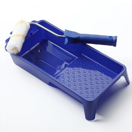 Bates- Paint Tray Set, Paint Roller Kit, 5 pcs, 4 Inch Blue Tray & Frame, Small Paint Roller Set for House Painting Supplies - style: Blue Microfiber 4", 5 pcs