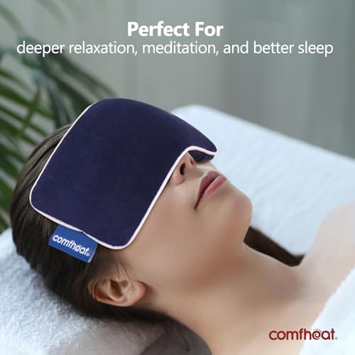 Lavender Weighted Eye Pillow - Soft Plush Removable Cover | Moist Heat & Cold Therapy, Natural Aromatherapy Eye Compress Pillow for Relaxation, Yoga, Meditation, and Sleep, Navy Blue - color: Navy Blue (Lavender Scent)