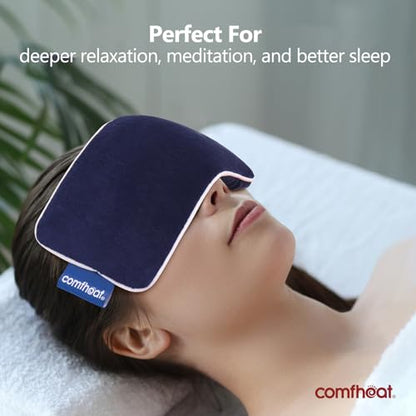 Lavender Weighted Eye Pillow - Soft Plush Removable Cover - color: Navy Blue (Lavender Scent)