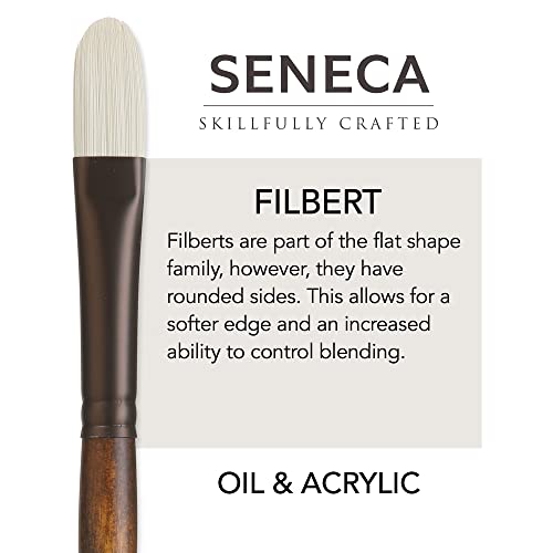 Seneca Series 1700 Filbert Brush Size 0 – Premium Vegan Synthetic Paintbrush for Acrylic, Oil & Water-Mixable Oils - size: 0