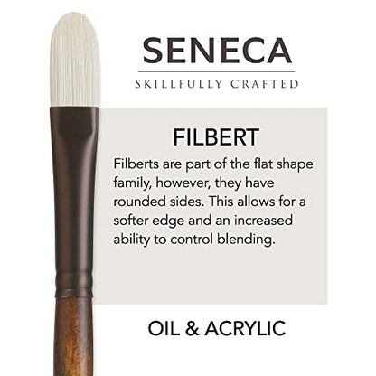 Seneca Artist Brush, Filbert 8 (1700FB-8) by Willow Wolfe, Professional Synthetic Bristle Paint Brush for Acrylic, Oil and Water Mixable Oil, Series 1700, 8 Filbert - size: 8