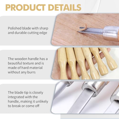 6-Piece Wood Carving Tools Set, Linoleum and Lino Cutting Tools with V-Shaped Chisels, Professional Woodcut and Stamp Carving Kit for Printmaking, 4.5mm 5.8mm 6.8mm 7.2mm