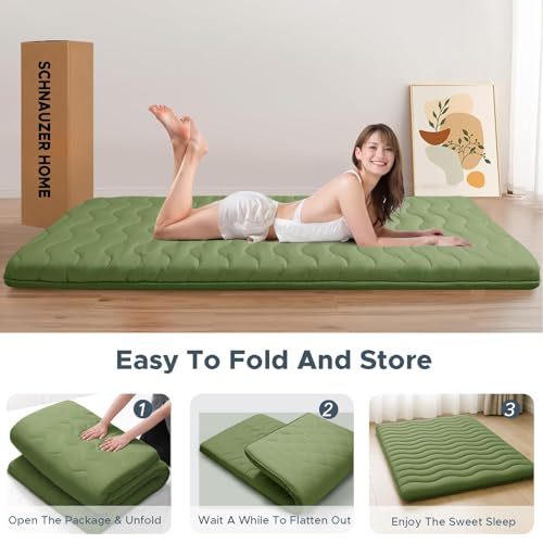 SCHNAUZER HOME Japanese Floor Mattress Futon Mattress Twin 3.5" Thick Green - color: Green, size: Twin( 80 x 39 )