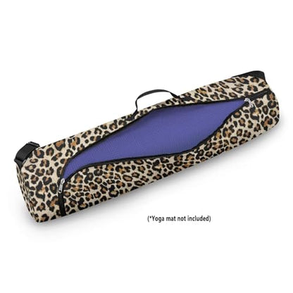 Yoga Mat Bag for Women & Men Full-Zip Yoga Mat Carrier Bag for Class Workout Park with Adjustable Strap - color: Leopard Print