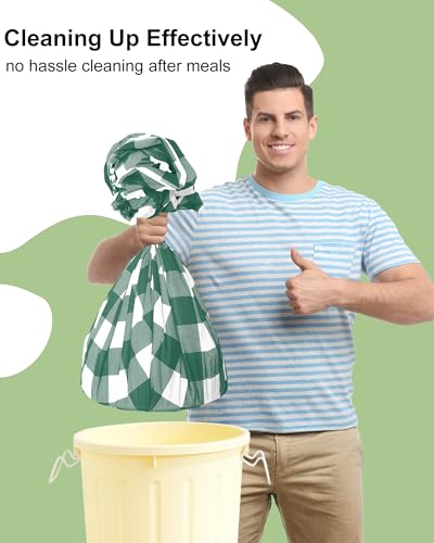 Smiry 8 Packs Gingham Disposable Table Cloth, 54 x 108 Inch Waterproof Plastic Tablecloth, Rectangle Hunter Green and White Checkered Table Covers for Picnic, Birthday, Party - color: Hunter Green and White, size: 54"x108" (Pack of 8)