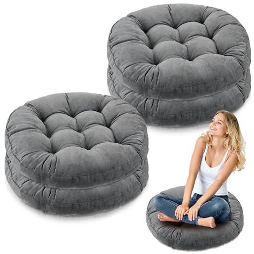 Jerify Dark Grey 4 Pcs Large Floor Pillow Cushion,Round 22 x 22 | Round Square Flexible Seating Floor Meditation Pillow for Classroom Adult Picnic Party Learning Daycare School Reading Corner - color: Dark Gray, size: Round 22 x 22