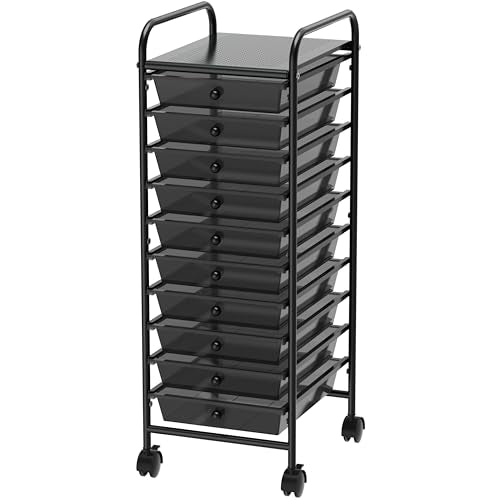 Simple Houseware 10 Drawers Rolling Utility Cart Organizer, Black - color: Black, size: 10 Drawers