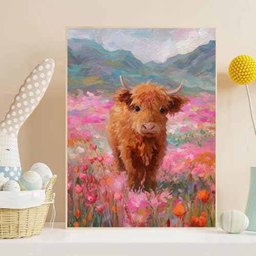Highland Cow Diamond Art Kits for Adults, Diamond Painting Kits for Adults | Highland Cow Stress Relief Full Round Drill Heartfelt Gift Strong Adhesive Wall Decor HD Canvas 11.8x15.7 in 30x40 cm - color: Highland Cow-F
