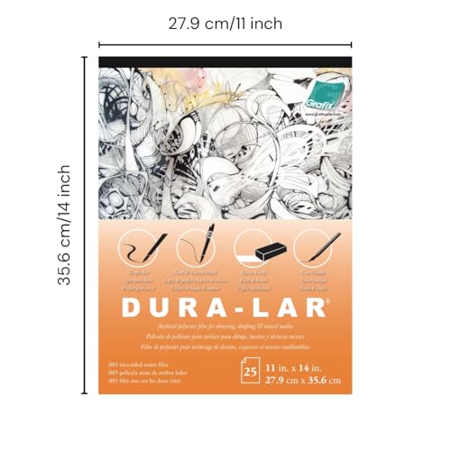 Grafix Dura-Lar Film, .005 in, Matte, 11 x 14 in, Pad - size: 11"x14"x0.005", style: Matte, Pad of 25 Sheets