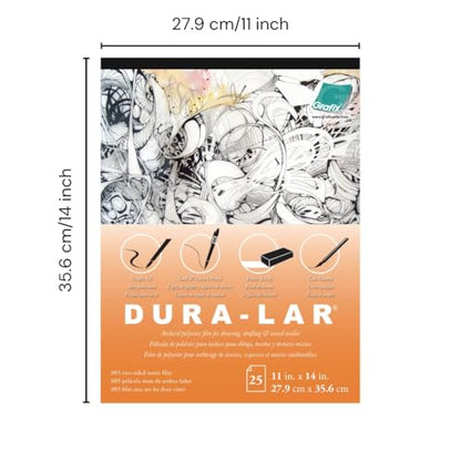 Grafix Dura-Lar Film, .005 in, Matte, 11 x 14 in, Pad - size: 11"x14"x0.005", style: Matte, Pad of 25 Sheets