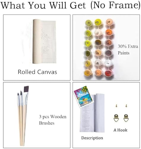 ZRIZQ Landscapes Paint by Numbers Kit for Adults Beginner,Lemon Tree,16x20 | Full set with wooden brushes,rolled canvas,rich paints.Calming activity.Beginner friendly.Just open and paint. - color: 16"X20"Rolled Canvas(Frameless)-Landscape 15
