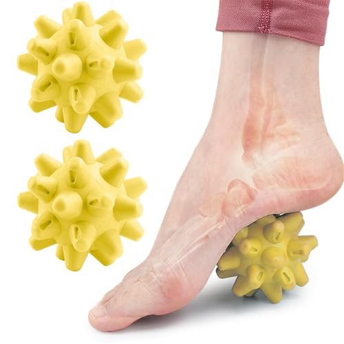 Spiky Massage Balls, Deep Tissue Massager for Myofascial Release, Yellow | Acupoint Physical Massage Balls, Massage Balls for Feet, Back, Hands, Muscle, 2 Pack - color: Yellow