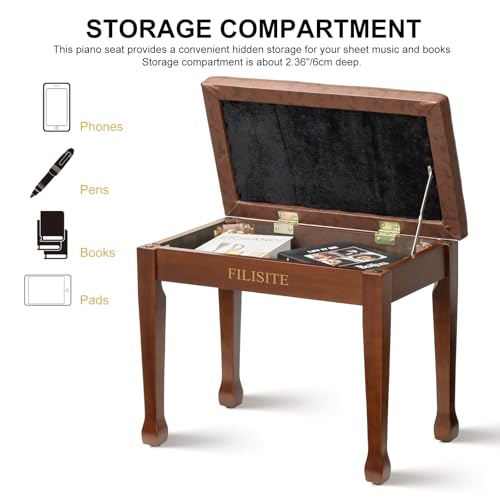 Wooden Piano Bench with Storage, Piano Stool with Waterproof Padded Cushion, Bench Seat for Vanity, Living Room, Bedroom (Wood) - color: Single-wood