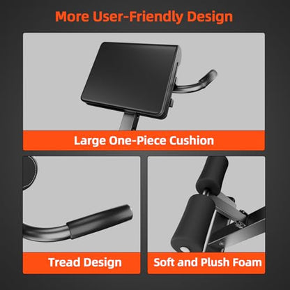 Roman Chair Hyperextension Bench – Adjustable Back Extension Machine for Glutes, Hamstrings & Lower Back – Foldable Multi-Purpose Workout Equipment for Home Gym - size: Medium(Big Pad)