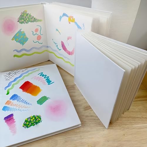 Hardcover Blank Chunky Board Book – White, 10 Extra‑Thick Sheets 20 Pages, 6.3"×6.3" Square, 600GSM Heavyweight Paper for Drawing, Painting & Mixed Media (5, Hardcover-10 Board)