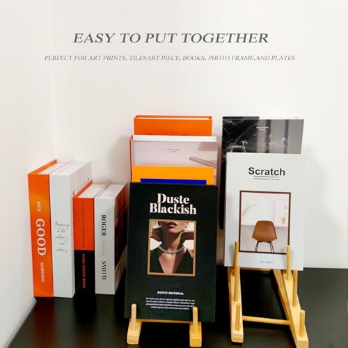 2 Pack Plate Stands for Display, 5-Tier Wooden Plate Rack Organizer | Plate Holder, Tabletop Display Stand for Book, Art Print, Photo, Puzzle, Magazine, Platter and Craft Show Vendor Booths - size: L-2 Pack