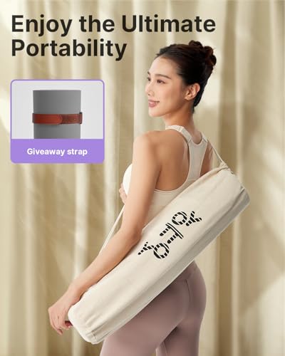 YOTTOY Yoga Mat,Non-Slip Hot Yoga Mat with Anti-Tear Design and Friendly Natural Rubber Mat with Strap and Bag - color: Grey