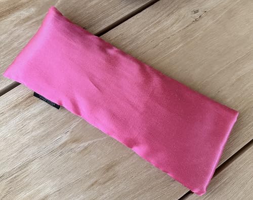 Weighted Lavender Eye Pillow for Yoga, Travel – Sateen Cotton Cover, Flax Seed Filling, Natural Lavender, Hot & Cold Use - color: Purple