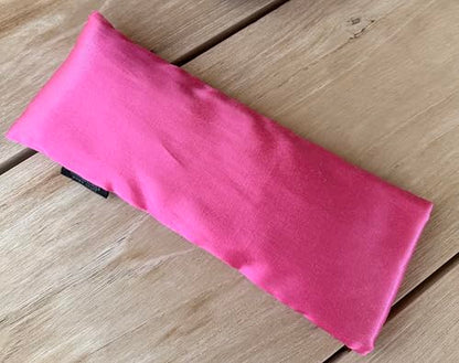 Weighted Lavender Eye Pillow for Yoga, Travel – Sateen Cotton Cover, Flax Seed Filling, Natural Lavender, Hot & Cold Use - color: Purple