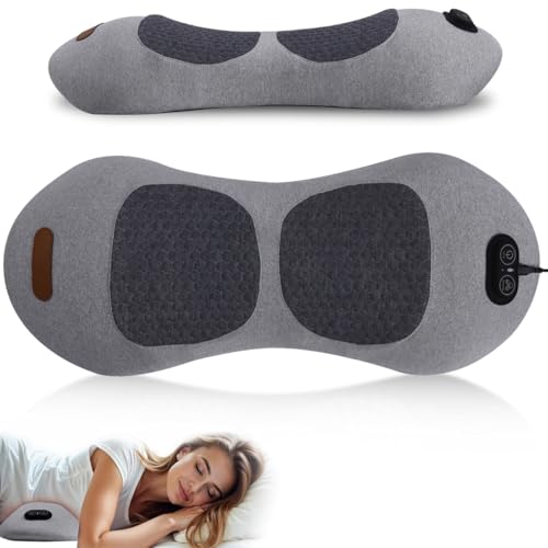 3 in 1 Back Massager, Electric Lumbar Support Pillow Heat Vibration Massage Lower Back Spine Decompression Device, Light Gray - color: Light Grey