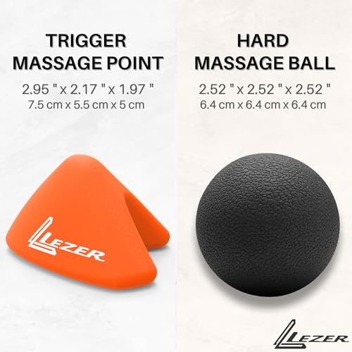 LEZER, Trigger Massage Point, Manual Massage Ball, Muscle Knots Relief Tool, Myofascial Release, Physical Therapy, Plantar Fasciitis, Set of 2 (Orange Trigger and Black Ball) - style: 07 - Trigger Orange + Hard Ball